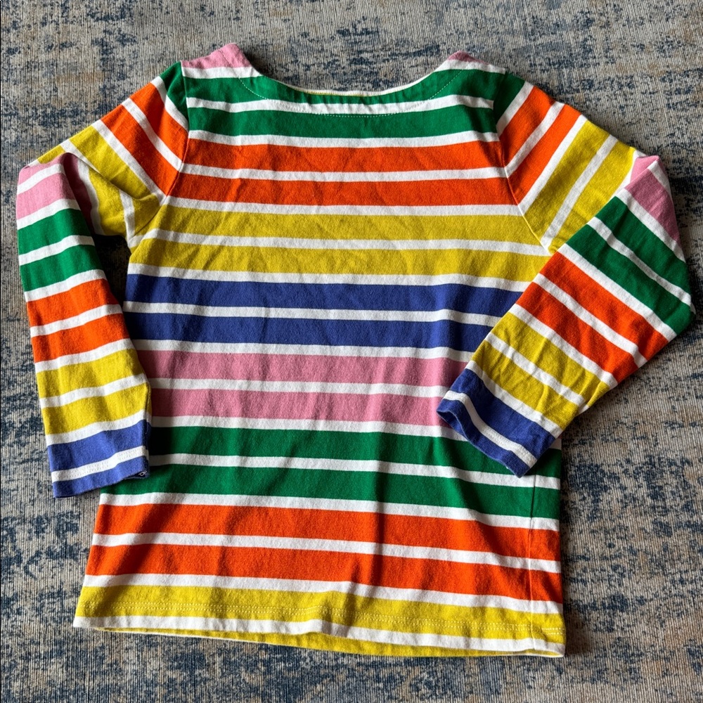 Boden Everyday Breton Rainbow Multi Striped Top - Size 5-6